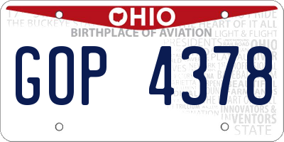 OH license plate GOP4378