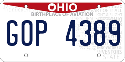 OH license plate GOP4389