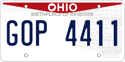 OH license plate GOP4411