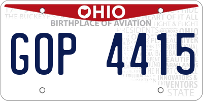 OH license plate GOP4415