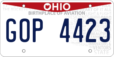 OH license plate GOP4423