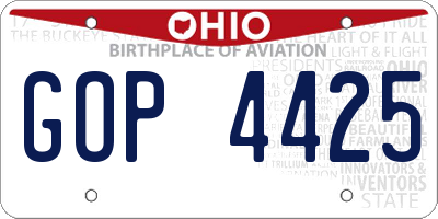 OH license plate GOP4425