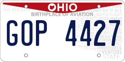 OH license plate GOP4427