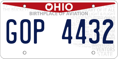 OH license plate GOP4432