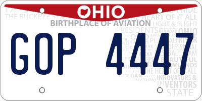 OH license plate GOP4447