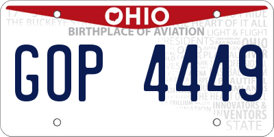 OH license plate GOP4449