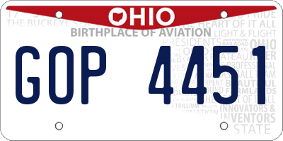 OH license plate GOP4451