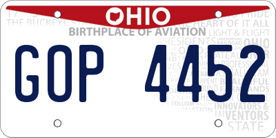 OH license plate GOP4452