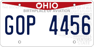OH license plate GOP4456