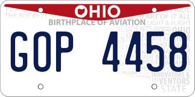 OH license plate GOP4458