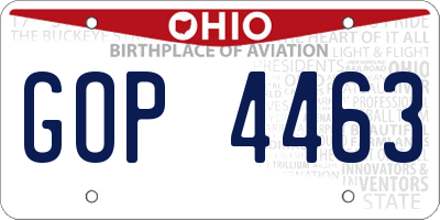 OH license plate GOP4463