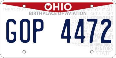 OH license plate GOP4472