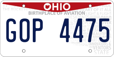 OH license plate GOP4475