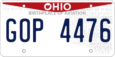 OH license plate GOP4476