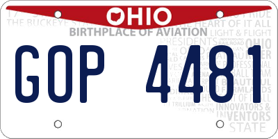 OH license plate GOP4481