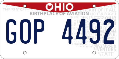 OH license plate GOP4492