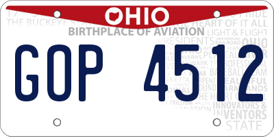 OH license plate GOP4512
