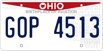 OH license plate GOP4513