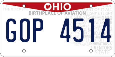 OH license plate GOP4514