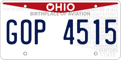 OH license plate GOP4515