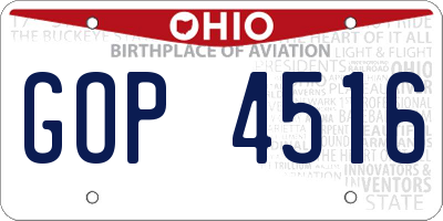 OH license plate GOP4516