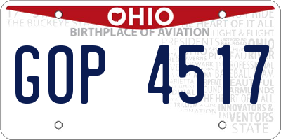 OH license plate GOP4517
