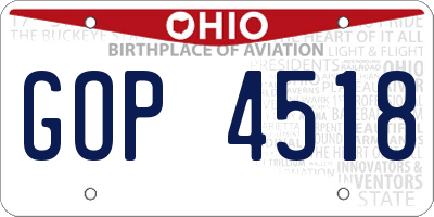 OH license plate GOP4518