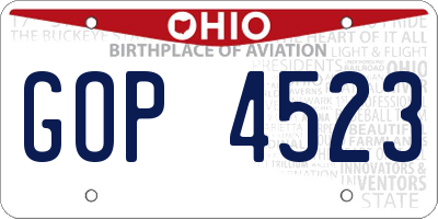 OH license plate GOP4523