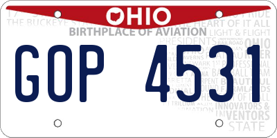 OH license plate GOP4531