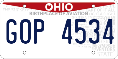 OH license plate GOP4534
