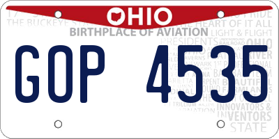 OH license plate GOP4535