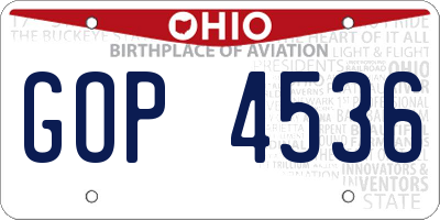 OH license plate GOP4536
