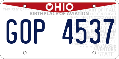 OH license plate GOP4537