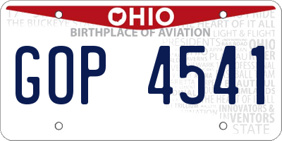 OH license plate GOP4541
