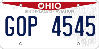 OH license plate GOP4545