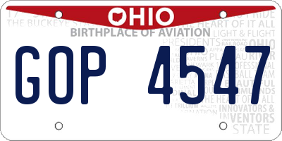 OH license plate GOP4547