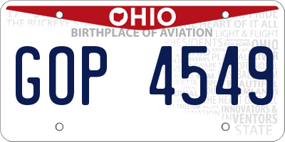 OH license plate GOP4549