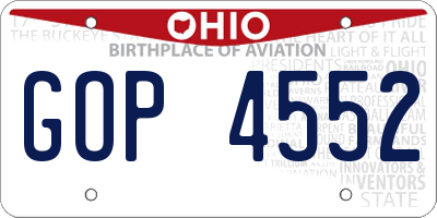 OH license plate GOP4552