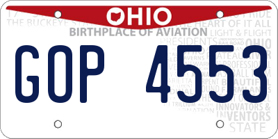 OH license plate GOP4553