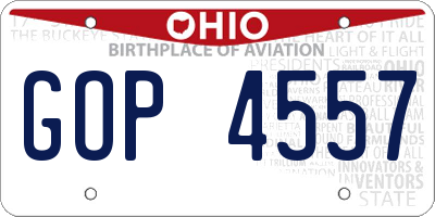 OH license plate GOP4557