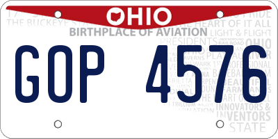 OH license plate GOP4576