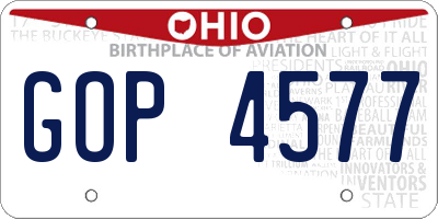 OH license plate GOP4577