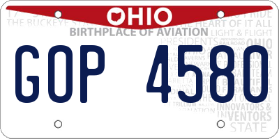 OH license plate GOP4580