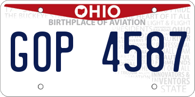 OH license plate GOP4587