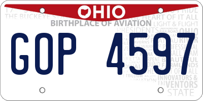 OH license plate GOP4597