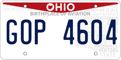 OH license plate GOP4604