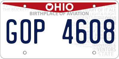 OH license plate GOP4608