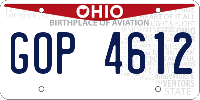 OH license plate GOP4612