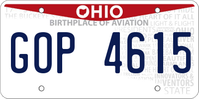 OH license plate GOP4615