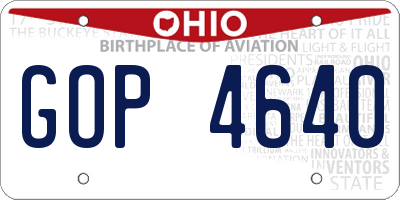 OH license plate GOP4640